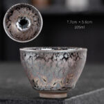 Buddha Stones Handmade Cherry Blossoms Sakura Design Chinese Jianzhan Ceramic Teacup Kung Fu Tea Cup Jian Zhan Tea Cup BS 7.7cm*5.6cm*105ml
