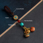 Buddha Stones Gold Swallowing Beast Family Luck Car Key Chain Phone Hanging Decoration Hanging Decoration BS 5