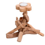 Buddha Stones Flower Pattern Wood Candlestick Home Candle Holder Decoration Candle Holder BS 4