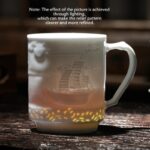 Buddha Stones Jingdezhen Linglong Porcelain Auspicious Dragon Phoenix Boat Smooth Sailing Ceramic Teacup Office Tea Cups 420ml Cup BS 10