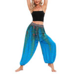Buddha Stones Peacock Feather Pattern Loose Harem Trousers Women's Yoga Pants Women's Harem Pants BS 20