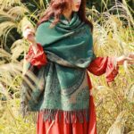 Buddha Stones Tibetan Vine Leaves Pattern Design Shawl Cozy Travel Scarf Wrap Tibetan Shawl BS 38