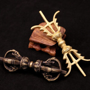 Buddha Stones Handmade Nepal Five Prong Three Prong Vajra Dorje Strength Copper Decoration Dorje BS main