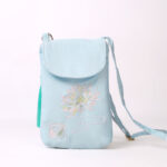 Buddha Stones Small Embroidered Flowers Crossbody Bag Shoulder Bag Double Layer Cellphone Bag Crossbody Bag BS Light Green Lotus 13.5*19.5*2.5cm