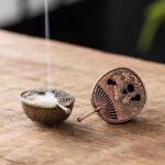 Buddha Stones Small Mini Gourd Fan Pipa Copper Alloy Incense Burner Decoration With Incense Incense Burner BS 2