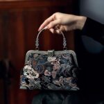 Buddha Stones Butterfly Flowers Metal Handle Handbag Handbags BS 6