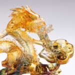 Buddha Stones Year of the Dragon Handmade Ruyi Handle Liuli Crystal Art Piece Protection Home Office Decoration Decorations BS 3