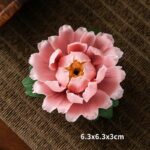 Buddha Stones Tibetan Lotus Blessing Ceramic Stick Incense Burner Decoration Incense Burner BS Pink