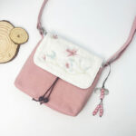 Buddha Stones Embroidered Camellia Epiphyllum Gardenia Sakura Flowers Crossbody Bag Shoulder Bag Cellphone Bag Crossbody Bag BS Light Pink Magnolia 20*16cm
