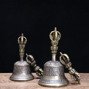 Buddha Stones Tibetan Meditation Bell and Vajra Dorje Copper Enlightenment Decoration Set Decorations BS main