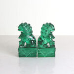 Buddha Stones 2Pcs Lion Statue Courage Strength Resin Home Office Decoration Decorations BS A Pair of Lions-Green
