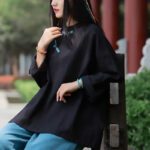Buddha Stones Ramie Linen Loose Blouse Women Long Sleeve Shirt Chinese Hanfu Top Long Sleeve Shirt BS 13