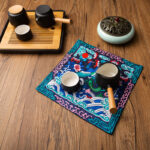 Buddha Stones Phoenix Dragon Kirin Embroidery Cup Mat Pad Tea Cup Coaster Kung Fu Tea Mat