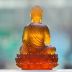 Buddha Stones Handmade Sakyamuni Buddha Liuli Crystal Art Piece Compassion Statue Home Office Offering Decoration Decorations BS 3