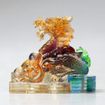 Buddha Stones Year of the Dragon Handmade 12 Chinese Zodiac Liuli Crystal Art Piece Protection Home Office Decoration Decorations BS Dragon About 8.5*5.5*8cm