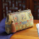 Buddha Stones Vintage Geometry Flowers Metal Chain Crossbody Bag Shoulder Bag Handbag Crossbody Bag BS 1