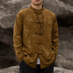 Buddha Stones Bamboo Leaves Clothing Chinese Tang Suit Jacket Coat Men Clothing Clothes BS 1
