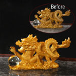 Buddha Stones Year Of The Dragon Color Changing Resin Horse Luck Tea Pet Home Figurine Decoration Decorations BS Golden Dragon 15*4.5*7.7cm