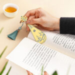 Buddha Stones Classical Musical Instruments Pipa Guzheng Guqin Ruan Metal Bookmarks Tassel With Gift Box Bookmarks BS 9