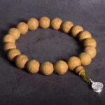 Buddha Stones Bodhi Seed Luck Auspiciousness Wrist Mala Tassel Pocket Mala Wrist Mala BS 15mm 21 Beads Silver Pendant