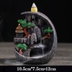 Buddha Stones Mountain Bridges Pattern Meditation Resin Backflow Incense Burner Incense Burner BS Realm of the Sky 10.5*7.5*12cm
