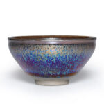 Buddha Stones Chinese Jianzhan Blue Colorful Glaze Ceramic Teacup Tenmoku Kung Fu Tea Cup With Gift Box Jian Zhan Tea Cup BS Cup 9.2cm*5cm*200ml