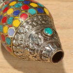 Buddha Stones Tibetan Handmade Natural Shankha Colorful Conch Shell Seashell Wealth Home Decoration Decorations BS 10