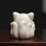 Buddha Stones Mini Nine-Tailed Fox Ivory Fruit Sandalwood Green Sandalwood Blessing Decoration Decorations BS 5