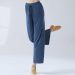Buddha Stones Loose Modal Drawstring Wide Leg Pants For Yoga Dance Wide Leg Pants BS Royalblue 3XL(Waist 70cm/Hips 116.5cm/Length 104cm)