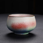 Buddha Stones Retro Red Gradient Kiln Change Ceramic Teacup Kung Fu Tea Cup Cup BS 8.5cm*5.2cm*160ml