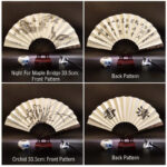 Buddha Stones Great Wall Mountains Trees Crane Bamboo Handheld Silk Bamboo Folding Fan 33.5cm Folding Fan BS 10