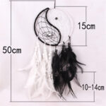 Buddha Stones Yin Yang  Dream Catcher Circular Net with Feathers Balance Decoration Decorations BS 13