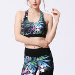 Buddha Stones 2Pcs Sunflower Flowers Leaves Print Top Pants Sports Fitness Yoga Women's Yoga Sets Women's Yoga Sets BS 27