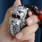 Buddha Stones 999 Sterling Silver Year of the Dragon Rotatable Ball Five Elements Copper Coin Strength Hanging Decoration Hanging Decoration BS 8