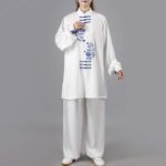 Buddha Stones Flower Embroidery Meditation Prayer Spiritual Zen Tai Chi Qigong Practice Unisex Clothing Set Clothes BS 8