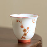Buddha Stones White Porcelain Flowers Ceramic Gaiwan Sancai Teacup Kung Fu Tea Cup And Saucer With Lid Cup BS Cup 5cm*4.5cm*50ml