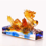 Buddha Stones Handmade Multicolored Dragon Liuli Crystal Art Piece Protection Home Office Decoration Decorations BS 3