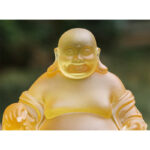 Buddha Stones Handmade Laughing Buddha Figurine Liuli Crystal Art Piece Wealth Statue Home Decoration