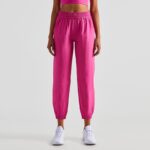 Buddha Stones High Waist Fitness Yoga Sports Jogger Track Pants With Pockets Sweatpants Track Pants BS Rose Red XL(Waist 80cm/Hips 114cm/Length 95.5cm)