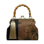 Buddha Stones Leaves Bird Branches Persimmon Flowers Bamboo Handles Handbag Handbags BS Brown Flowers 26*18*9cm