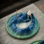 Buddha Stones Creative Mountain River Ceramic Healing Backflow Incense Burner Incense Burner BS 15