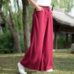 Buddha Stones Plain Wide Leg Pants Dance Women's Yoga Pants With Pockets Wide Leg Pants BS 46