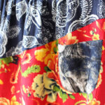 Buddha Stones Blue Red Peony Flowers Patchwork Cotton Linen Harem Pants With Pockets Women's Harem Pants BS 10