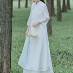 Buddha Stones Three Quarter Sleeve Chiffon Cheongsam Midi Dress Wide Leg Pants Meditation Zen Practice Clothing Women's Meditation Cloth BS 1