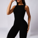 Buddha Stones Women Casual Sleeveless Jumpsuit Flare Pants Sports Fitness Yoga Bodysuit Bodysuit BS 12