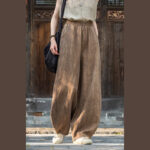 Buddha Stones Ramie Cotton Linen Pants Tie-dye Design Trousers Loose Zen Yoga Women's Pants with Pockets Pants BS 2