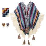 Buddha Stones Tibetan Shawl Colorful Striped Wavy Line Tassels Winter Cozy Travel Scarf Wrap Tibetan Shawl BS main