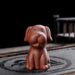 Buddha Stones Chinese Zodiac Purple Clay Wealth Ceramic Tea Pet Home Figurine Decoration Decorations BS Dog 4cm*5.4cm*7cm