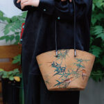 Buddha Stones Vintage Bamboo Magpie Peony Butterfly Large Capacity Shoulder Bag Handbag Shoulder Bag BS 3