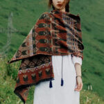 Buddha Stones Tibetan Shawl Classic Geometry Pattern Winter Cozy Travel Scarf Wrap Tibetan Shawl BS 2